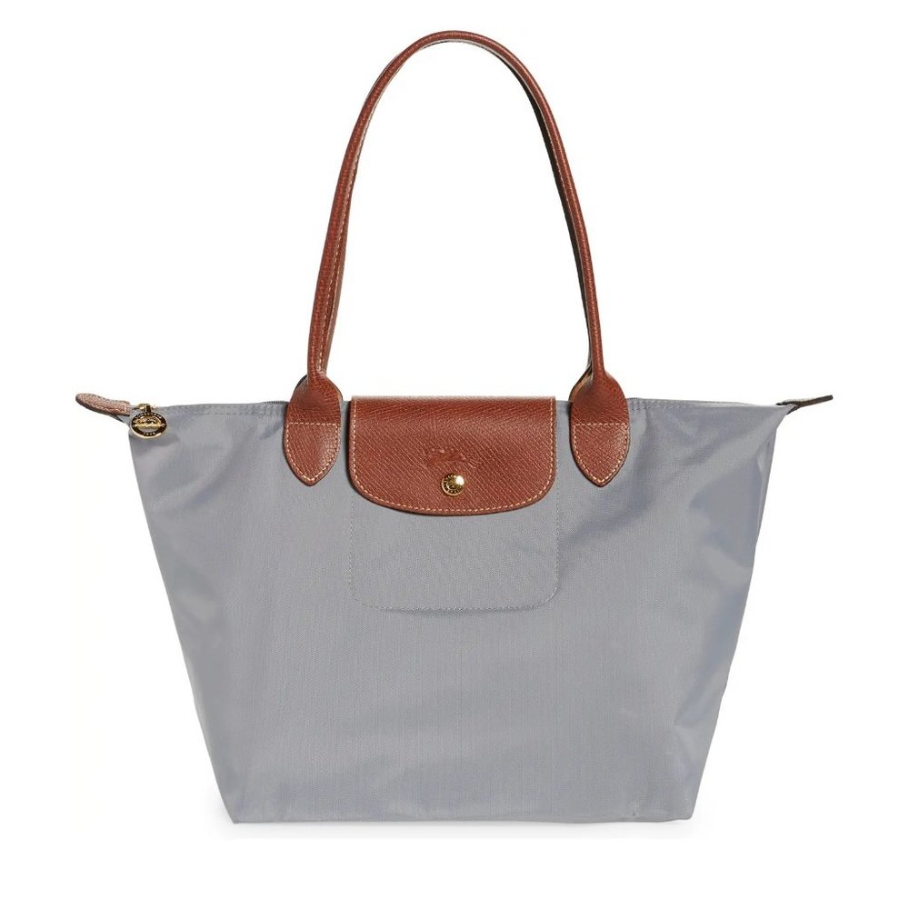 LONGCHAMP Le Pliage Small/Medium Nylon Shoulder Tote GRAY 100% AUTHENTIC